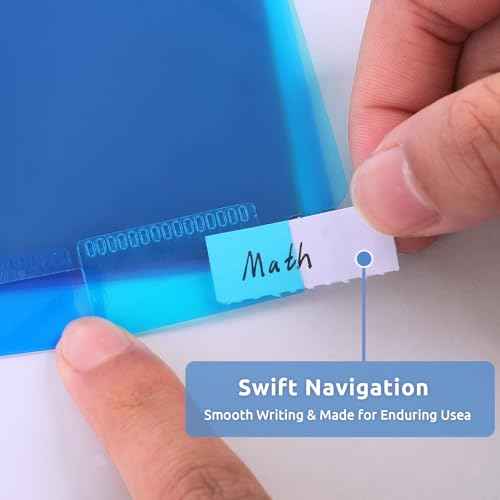 SKYDUE Binder Dividers with Tabs and Pockets,8 Tab Dividers for 3 Ring Binder, Plastic Binder Dividers with 2 Pockets & 16 Blank Labels, Blue