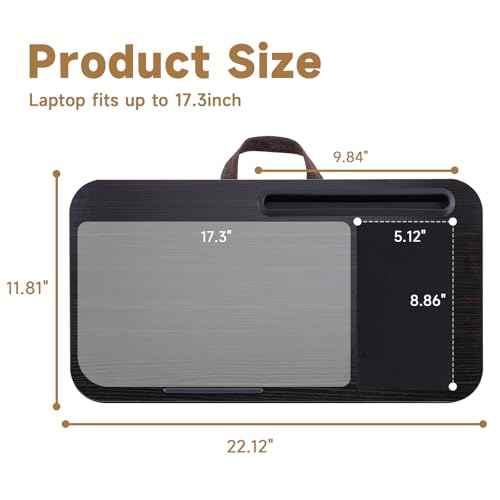 ASIEIT New Laptop Lap Desks for Adults, Fits Up to 17.3" Laptops, Portable Laptop Desk for Bed, Multi-Functional Bed Desk with Mouse Pad, Cushion, Phone Holder & Handle, Lap Stand for Bed, Couch, Car