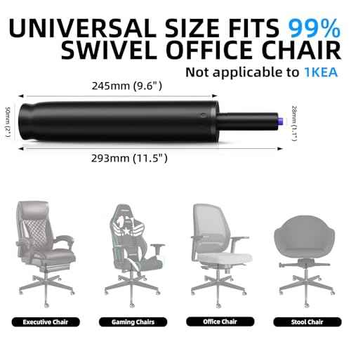 Sytopia Office Chair Cylinder Replacement, Heavy Duty Pneumatic Gas Lift, Universal Fit for Desk and Gaming Chairs, 11.5 to 17.5 Inch Adjustment