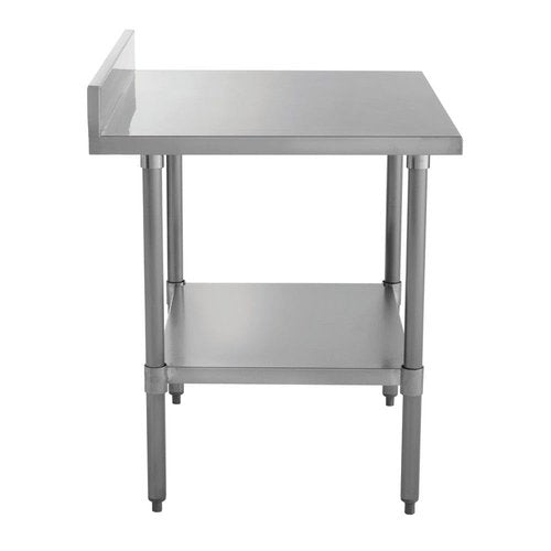 Kratos Commercial Worktable, Stainless Steel Kitchen Prep Table 30" Dx36 W with Undershelf and Backsplash, NSF, 18ga/304SS (28W-043)