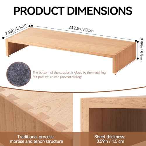 KIRIGEN Wooden Computer Stand - Monitor Arms, Laptop & TV Stand - Workspace Platform (59, Natural)