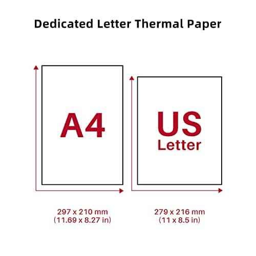Phomemo US Letter Thermal Printer Paper, Advanced Thermal Printing, Phomemo Paper Compatible with TATTMUSE M08F-Letter, M832, M834, MT800/A285M Portable Printer, 8.5" x 11", 200 Sheets