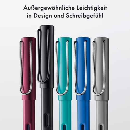 LAMY AL-star black - Fountain Pen with ergonomic grip & black steel nib in size F - lightweight aluminum body - including LAMY T 10 blue cartridge - Right-Handed