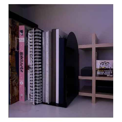 Lulonpon 16 Pieces Book Ends, Bookends, Books Stand, Metal Bookend for Shelves, Black Book Ends for School, Library, Desktop Organizer