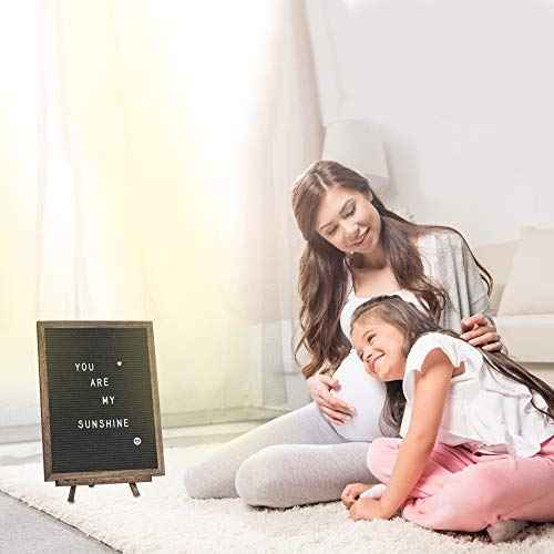Felt Letter Board with Rustic Vintage Frame and Stand 12x16 inch,Grey Changeable Letter and Message Board Includes 792 Letters, Numbers and Symbols, Hook to Hang, 2 Canvas Bags
