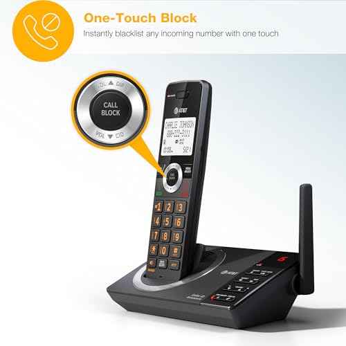 AT&T DECT 6.0 Cordless Expandable Home Phone with Large Display and Big Buttons, Answering Machine, Smart Call Blocker, Extended Range, Caller ID, Speakerphone, Intercom: CL82118 (Charcoal Black)