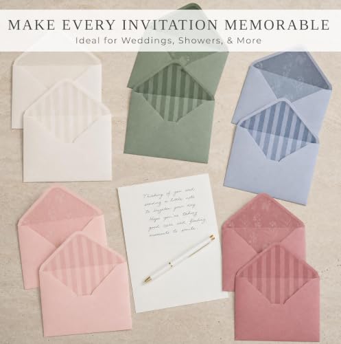 Set of 50 Self-Sealing 5x7 Invitation Envelopes in 5 Colors – Elegant Wedding & Event Supplies