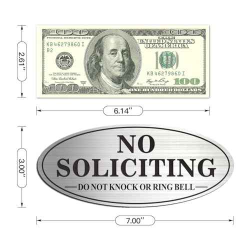 No Soliciting Sign, 2 Pack Self-Adhesive Aluminum Metal No Solitation Do Not Knock or Ring Bell Sign, 7.0 x 3.0 inches Fade Resistang Signs for Office and Home (Brushed Nickel/Black)