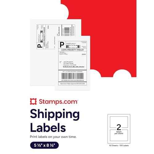 Shipping Labels 5 1/2 x 8 1/2" 500 Count (2 Labels per Sheet, 250 Sheets) Postage, Addresses & Packing Slips, Inkjet & Laser Printers, Strong Adhesive