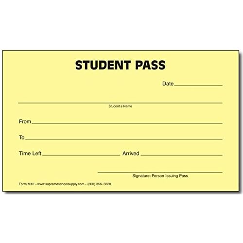 Student Pass - Yellow (M12) - 10 pack