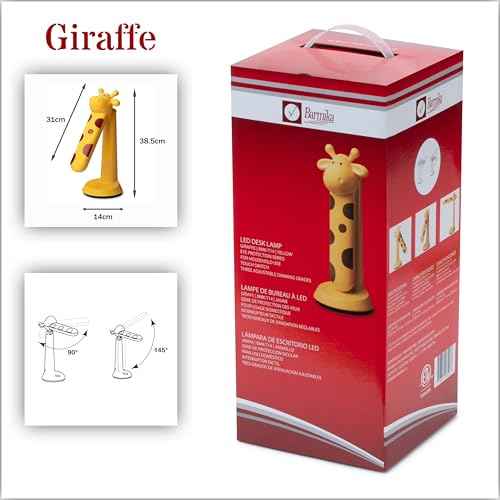 Fun Desk Lamp for Kids, Dimmable, Bright LED Study Light for Desk, Cute Giraffe Lamp for Kids Room Decor, Back to School Supplies, Funny Gift Idea for Boys, Girls, Teens, Yellow