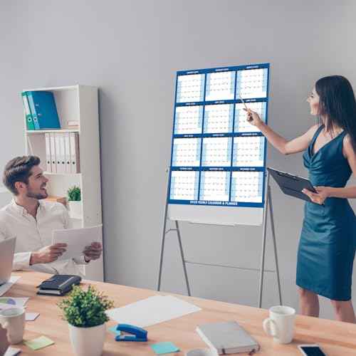 32" x 48" 2026 Wall Calendar Large Dry Erase Calendar for Wall Erasable Laminated 12 Month Wall Planner Yearly Annual Calendar Reversible Horizontal/Vertical Office Classroom Home Blue