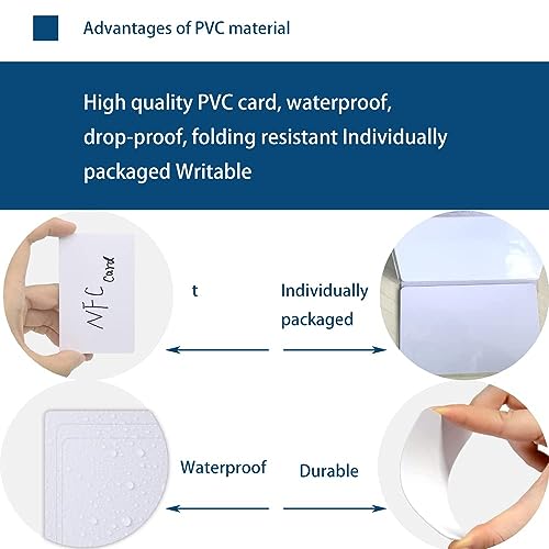 100PCS NTAG216 Card NFC Card NFC Tag Writable 216 Chip 888 Bytes Memory Compatible with iPhone and Android and Other NFC-Enabled Devices