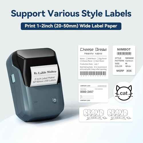 B1 Label Maker with 3Roll White Label Tapes,2 Inch Bluetooth Portable Label Printer with Auto Identification,Label Printer Machine with Tapes Easy to Use for Office, Home, Business