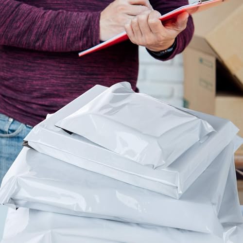 Myrvexel White Poly Mailers 12x15.5 Inch - 100 Pack Shipping Bags for Clothes