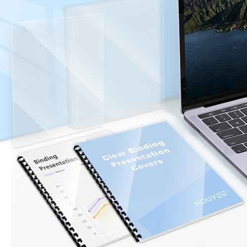 HOUYEE 200 Pack 10 Mil PVC Binding Presentation Covers, Clear Report Cover Sheets for Binding, Square Corner, 8.5 x11 Inches, Letter Size