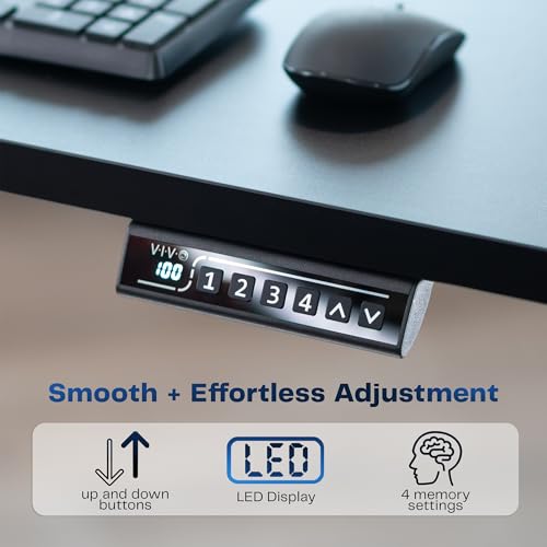 VIVO Electric 60 x 24 in Standing Desk, Memory Height Adjustment, 1B Series, One-Piece Black Top, Black Frame, DESK-KIT-1B6B