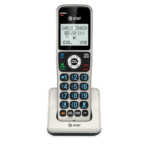 AT&T Cordless Phone 5 Handset with Bluetooth, Landline Phones for Home, Answering System, Smart Call Blocker, DECT 6.0 Extended Range, 2" Backlit Screen, Lighted Keypad with Big Buttons, BL3107-5