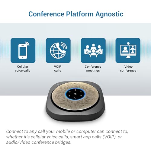 VTech VCS601-2 Bluetooth Conference Speakerphone - 360¡Æ Premium Voice Pickup with 6 Microphones, Smart NFC Connect, 24H Call Time with HD Audio, Reverse Charging USB C, Voice Assistant, Home Office