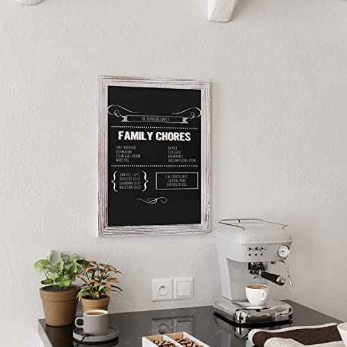 HBCY Creations 18" x 24" Whitewash Solid Wood Frame Wall Chalkboard, Magnetic Surface, Home D?cor, Restaurant & Caf? Menus, Blackboard, Includes Chalk, Eraser & Hanging Hardware