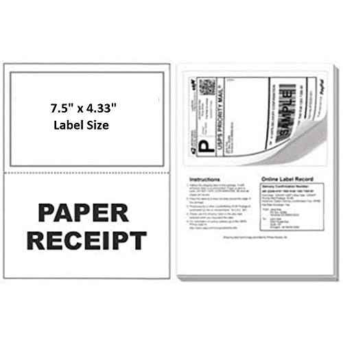 ProLine Labels for Click Ship PayPal/Ebay Compatible with USPS Labels with Paper Receipts for Laser/Ink Jet Shipping! Built in Tear Off Receipts!