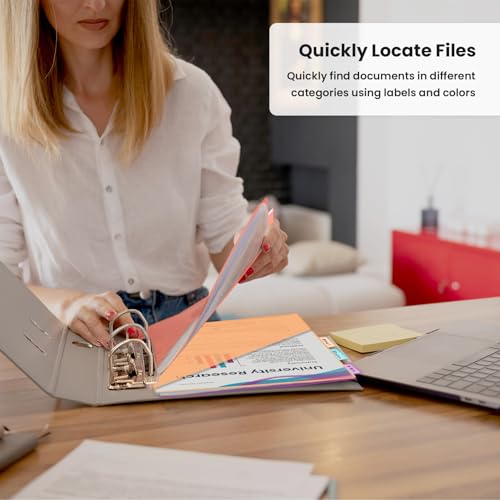 2 Set Taja 16-Count Binder Dividers with 2 Pockets & 8 Writable Tabs for 3-Ring Binders
