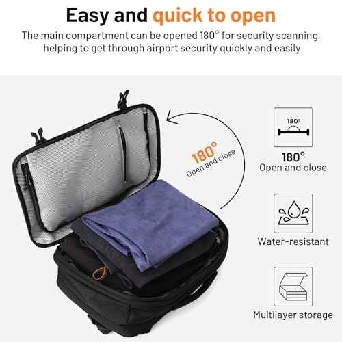Laptop Backpack for Long Travel with 30-40L Expandable Large Capacity Water-resistant Black 1800D Oxford Fabric Lamination Fabric