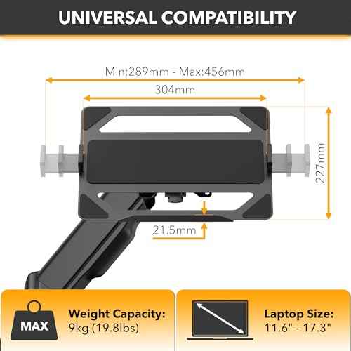 CondoMounts LTP8017 Laptop Wall Mount | Spring-Assisted Arm for 17"?32" Screens, Free-Tilting VESA Laptop Holder, Space-Saving Design, Heavy-Duty Build, Matte Black Finish, Easy DIY Installation