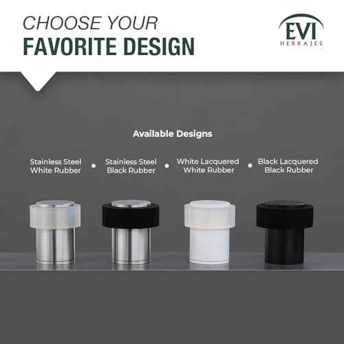 EVI Door Stoppers | Stainless Steel Door Stop - Screw Fastening - Protector Rubber - 0.95 x 1.38 Inch White Door Stopper