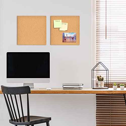12x12 Cork Board Tiles Bulletin Board, 1/2" Thick Small Square Cork Boards for Walls, Self-Adhesive Cork Tiles for Home, Office, School, Bulletin Board Decorations(12mm,12pc)