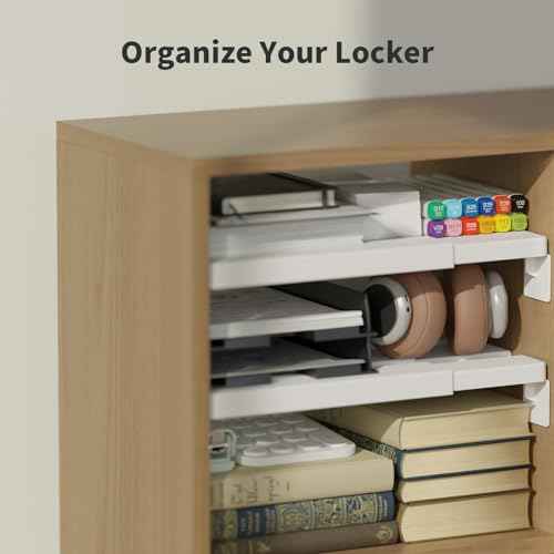 Adjust-A-Shelf Locker Shelf, Extends to Fit Your Locker, Easy to Use, Perfect for School, Office, Gym, (2, White)