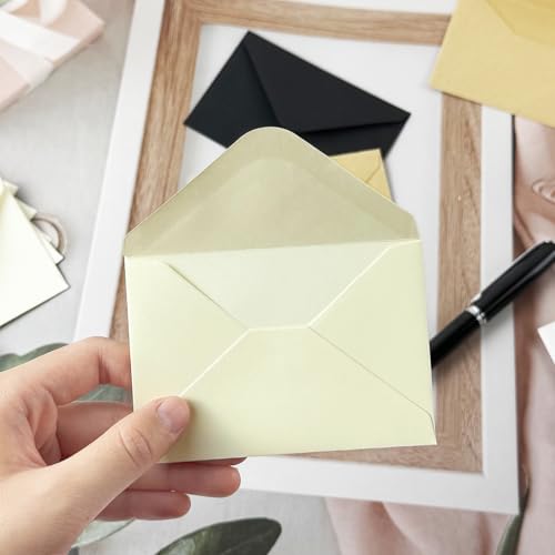 50 Pack Brown Gift Card Envelopes 4x2.75 Inches with Blank Cards - Rinrda