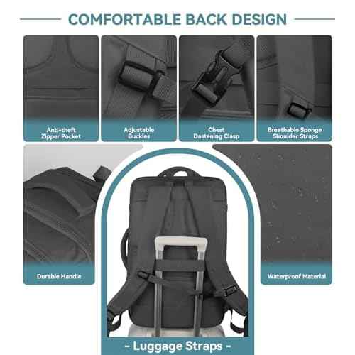 Travel Backpack, 50L Expandable Extra Large Laptop Backpack, Carry On Backpack Water Resistant Business Suitcase Daypack Bag Fits 17 Inch Laptops, Travel Gifts for Men Women, Black