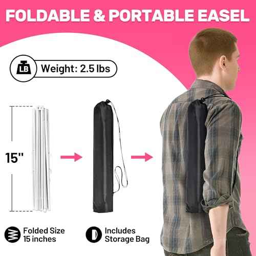 3 Pack White Easel Stand for Sign & Poster - 63" Adjustable Metal Easels for Wedding Welcome Sign, Painting, Canvas, Art Display - Portable Folding Tripod with Carry Bag, Holds 5 Lbs