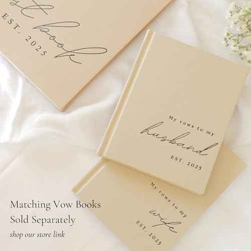 Wedding Guest Book With Personalized 2025 Year - Linen Photo Guestbook to Sign at Reception Party - Includes Clear Photo Corners Self Adhesive - 100 Pages Blank and Lined Thick Paper Guest Books