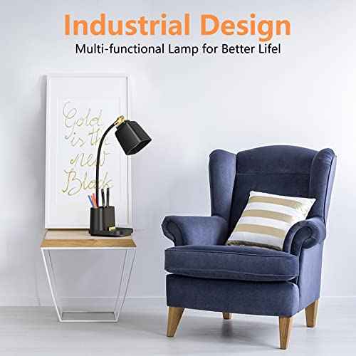 LED Desk Lamp with USB Charging Port Touch Control 3 Color Modes, Stepless Dimming,Eye-Caring LED Table Lamp for Home,Office,Bedroom,Reading,Work,Study,Gooseneck Lamp, 5V, 2.4A