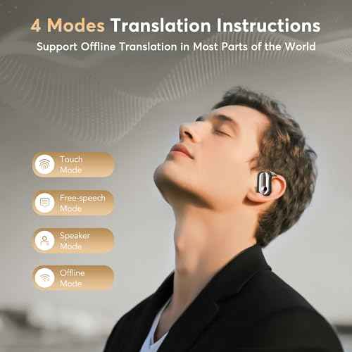 AI Translation Earbuds Real-Time 168 Languages Translator Earbuds, 4-in-1 Translation Device, 50H Playtime with OWS Touch Screen, Bluetooth 5.4 Translate Headphones for Travel, Business, Learning