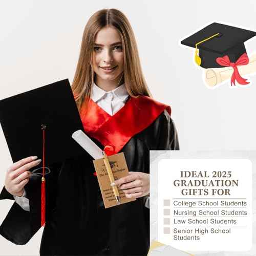 150 Pcs Class of 2025 Graduation Gifts Bulk Inspirational Pocket Kraft Notebooks and Ballpoint Pens with Wooden Keychains Graduation Party Favors for Daughter Son College Senior Students