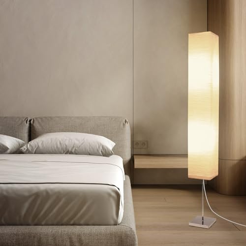 Paper Floor Lamp, Japanese Floor Lamp with Rice Paper Lamp Shade, Corner Paper Lantern Floor Lamp for Bedroom, Office, Living Room Whit No Bulb (Square 2 Pack)