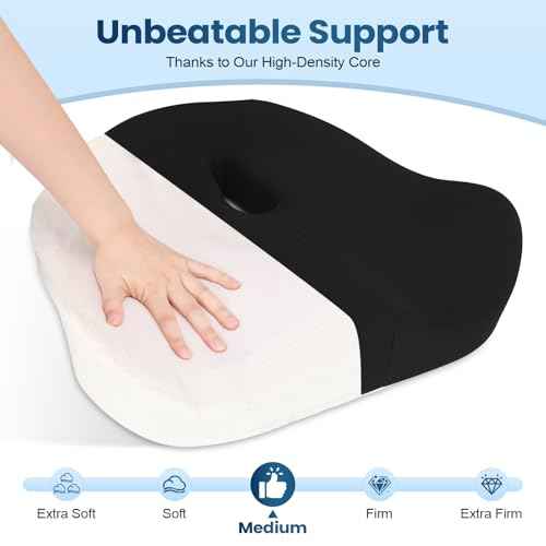 Hsypti Seat Cushion, X Large Memory Foam Cushions for Office Chair, Thick Ergonomic Chair Cushions for Sciatica Pain Relief & Tailbone, Car Seat, Long Sitting Office Workers, Car Drivers