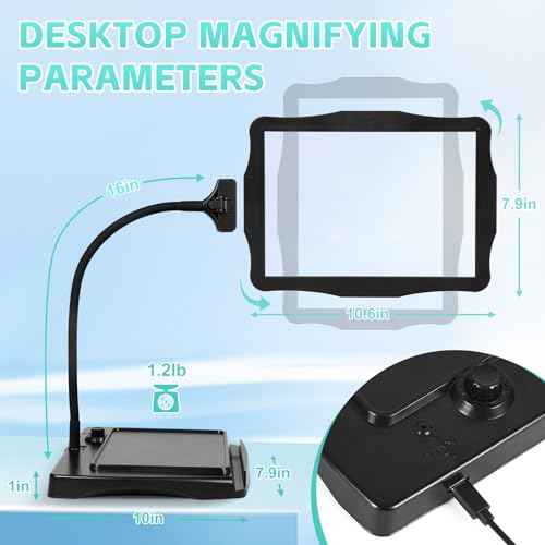 Magnifying Glass with Light and Stand 50 Ultra-Bright LEDs Large Magnifying Lamp with Light Magnifying Glass on Stand Hand-Free with 360¡Æ Flexible Gooseneck for Close Work Reading Repair Crafts