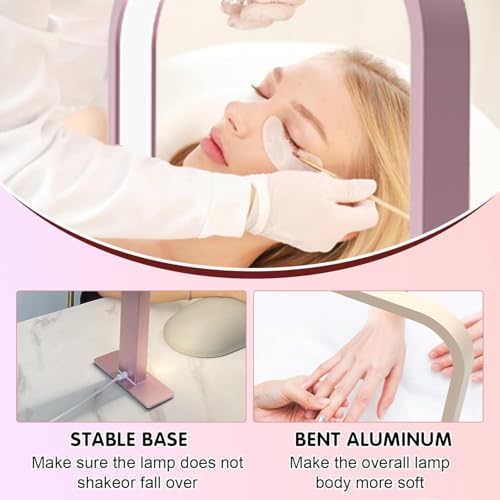 Half Moon Nail Desk Lamp, 45W LED Nail Tech Desk Light with Phone Holder, Half Moon Nail Light 3000-6000K Adjustable Brightness, Nail Table Arch Lamp, for Manicure Lash Eyelas (Gold), YY111