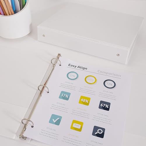 COMIX Sturdy 3 Ring Binder 1 inch with Clear View Cover, 1" Round Ring View Binder, PVC-Free, 200 Sheets Capacity of US Letter Size Paper, Office £¦ School Supplies, 8 Pack (White)