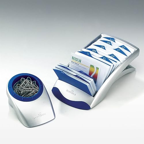 Durable Visifix Desk Business Card File Indexed Capacity 200 Silver Ref 2413/23