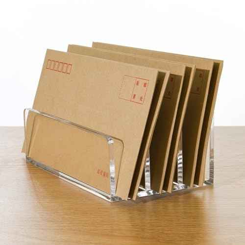 3 Compartments Clear Acrylic Mail Holder ? Vertical Letter Sorter & Multifunction Desk Organizer for Bills, Documents, Notebooks ? Modern Office/Home Envelope File Rack