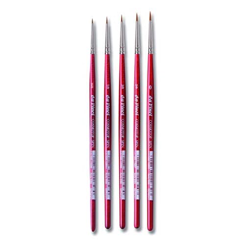 da Vinci Brushes 5507A2 5580 Spin Miniature Detail (Sizes 10/0, 5/0, 3/0, 2/0, 0) Artist Brush Set, Red, 5 Count (Pack of 1)