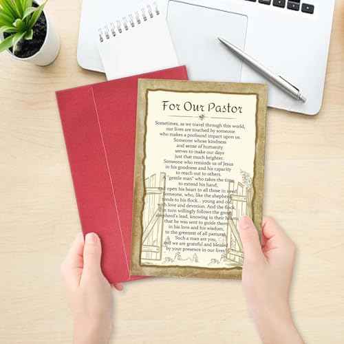 Poem Pastor Thank You Card, Ministry Appreciation Card for Priest Minister Church Staff, Religious Pastor Appreciation Gift for Baptism, First Communion, Confirmation