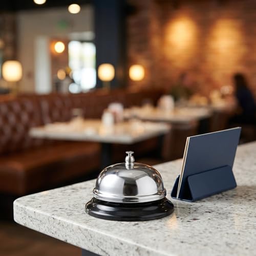 Chrome Service Call Bell - 3.4 Inch Loud Desk Bell for Hotels & Offices