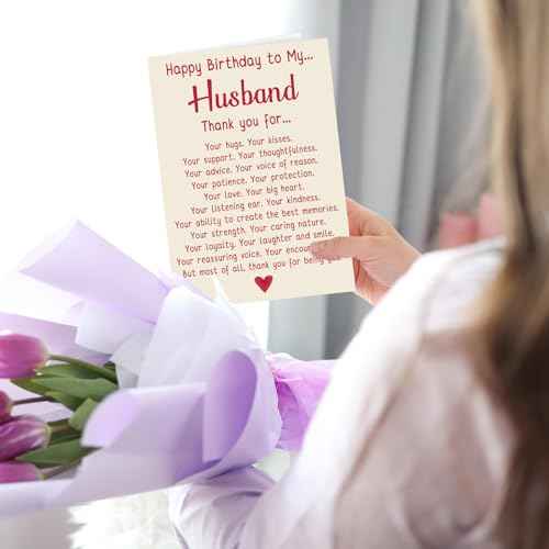 Romantic Birthday Card Gift for Husband, Unique Husband Birthday Card from Wife, Thank You Bday Card for Men
