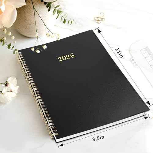 2026 Planner, Annecy Weekly £¦ Monthly Planner 2026, Jan. 2026 ? Dec. 2026, 8.5" x 11" Monthly Agenda Planner with Tabs, Waterproof Flexible Cover, Spiral Binding, Double-sided Pocket, Bookmark, Black